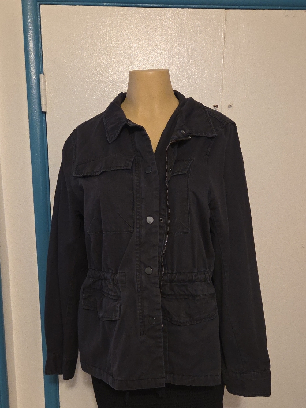 a.n.a Black Utility Jacket with Waist Drawstring